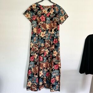 Hilo Hattie Vintage Hibiscus Button Front Dress Cotton